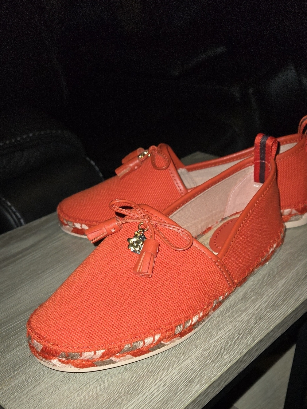 Coach orange-red canvas Madison espadrille flats